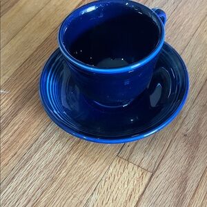 Fiesta Ware Deep Blue Ceramic Cup and Saucer Set